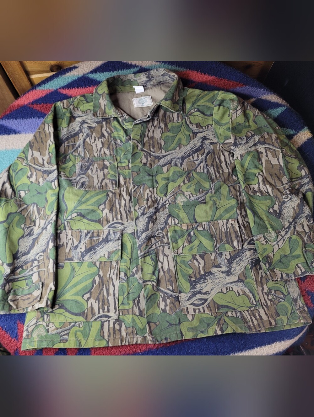 Vtg Mossy Oak Full Foliage Camo 3-Pocket Button Up Shirt Mens Large Long Sleeve